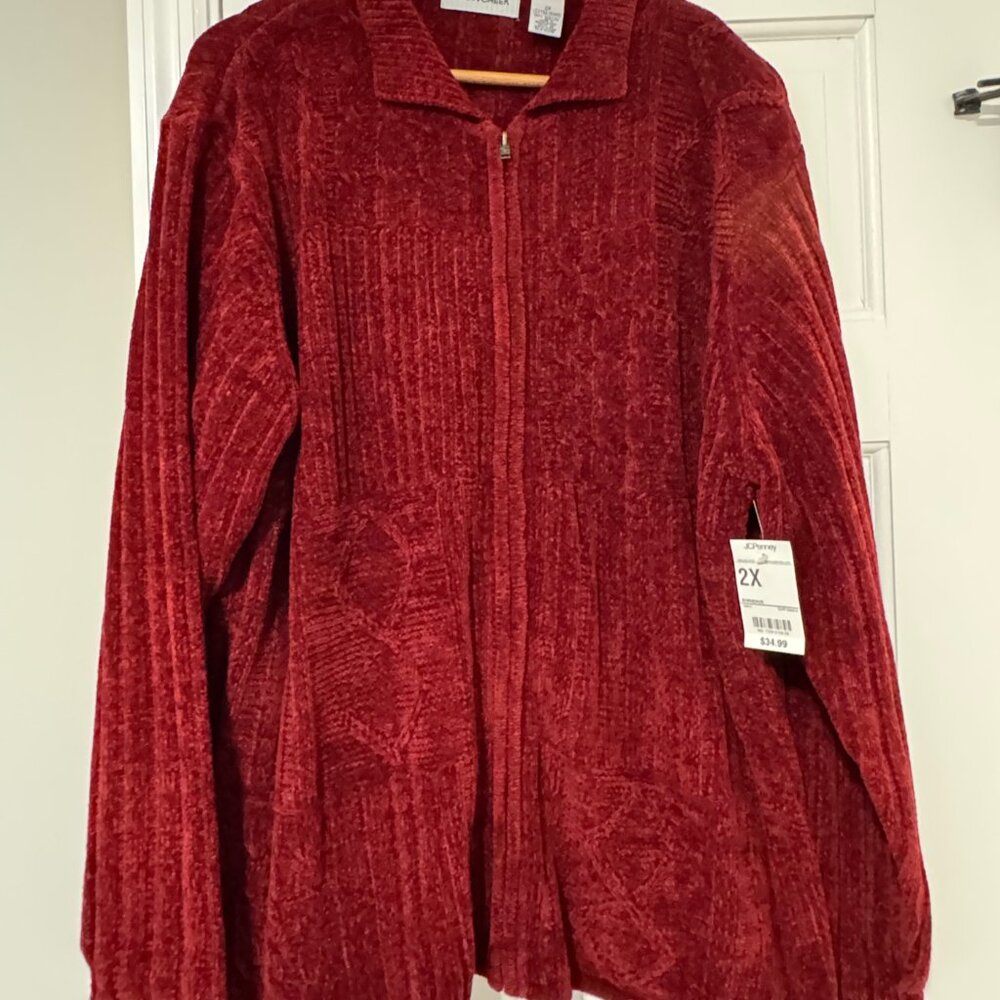Bundle Lot Womens Plus 2X Full Zip Sweaters Style&Co Gray NWT Cabin Creek Maroon - Picture 2 of 7